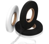 TIESOME Lot de 4 rouleaux de ruban adhésif pour ourlet de 256 m - 10 mm - En tissu résistant - Pour rideaux, pantalons, jeans - Réparation de tissu - Sans couture - Blanc/noir