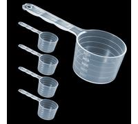 TIESOME Lot de 5 cuillères doseuses transparentes avec graduation - 50 ml, 40 ml, 30 ml, 20 ml, 10 ml - Scoop pour la pâtisserie, la cuisson, le café, la lessive en poudre protéinée, la créatine
