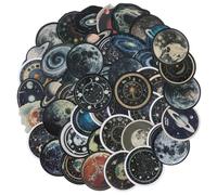 TIESOME Lot de 50 autocollants galaxie - Planète Terre Lune - Système solaire - Planètes - Imperméables - En vinyle - Pour gourde, ordinateur portable, guitare, skateboard, valise, vélo