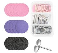 TIESOME Lot de 60 disques de papier abrasif de 25 mm avec foret à ongles en métal, grain 80#180#240# pour perceuse à ongles, limes à pieds, décapant les peaux mortes et callosités (jaune, blanc, rose)