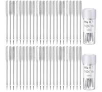 TIESOME Lot de 80 aiguilles pour machine à coudre 100/16 - Haute performance - Avec petit baril - En métal - Pour machine à coudre domestique, cuir, jeans