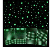 TIESOME Lot de 826 autocollants muraux phosphorescents, 422 étoiles phosphorescentes 3D pour décoration de plafond, 404 autocollants muraux à pois verts pour décoration de plafond, décoration de