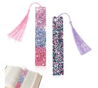 TIESOME Marque-pages en résine avec strass et pompons colorés pour anniversaire, Noël, Thanksgiving, fête, mariage