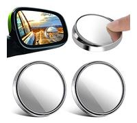 TIESOME Miroir d'angle mort pour voiture, 2 pièces Miroir d'angle mort rond sans cadre réglable adhésif étanche rotatif à 360° en verre, convexe pour voiture camion universel