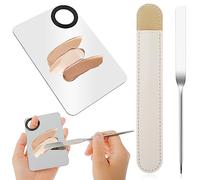 TIESOME Palette de Maquillage, Palette de Mélange Cosmétique avec Couvercle de Protection en Acier Inoxydable pour Spatule, Acrylique Palette de Couleurs, Makeup Mixing Palette