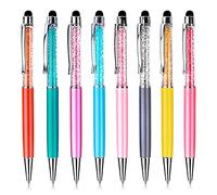 TIESOME Stylo à bille en cristal, Stylo stylet en cristal Bling Ballpoint Pens Glitter Diamond Pen Slim Pens Stylos capacitifs pour écrans tactiles, bureau, école Papeterie