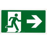 TIESSE - Panneau de sortie d'urgence flèche droite - Panneau Forex (PVC expansé) non adhésif - Dimensions : 290 x 150 mm - Fabriqué en Italie