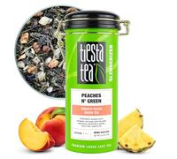 Tiesta Tea Peaches N' Green | Feuilles en vrac | Thé vert pêche lisse | Mélange premium | Café moyen | Faites chaud ou glacé et infusez jusqu'à 50 tasses, boîte rechargeable, 142