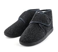 TIESTRA Pantoufles Chaudes Hommes Hiver Peau D'agneau DiabéTique Pantoufles En Feutre Pied Large Avec Semelle En Mousse à MéMoire De Forme,Pantoufles en Feutre Pour Hommes Avec Fermeture