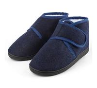 TIESTRA Pantoufles Chaudes Hommes Hiver Peau D'agneau DiabéTique Pantoufles En Feutre Pied Large Avec Semelle En Mousse à MéMoire De Forme,Pantoufles en Feutre Pour Hommes Avec Fermeture