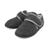 TIESTRA Pieds larges Hommes Chaud Pantoufles DiabéTique Semelle en Mousse à Mémoire de Forme Pantoufles en Feutre pour Hommes avec Hook and Loop