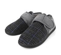 TIESTRA Pieds larges Hommes Chaud Pantoufles DiabéTique Semelle en Mousse à Mémoire de Forme Pantoufles en Feutre pour Hommes avec Hook and Loop