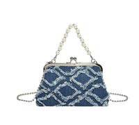 TIEZHICHESHI Petit sac en toile avec pompons de grande capacité avec fermeture éclair., bleu