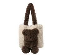 TIEZHICHESHI Sac à bandoulière en peluche pour femme Grande capacité, Riz avec brun