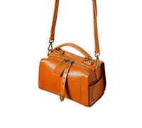 TIEZHICHESHI Sac à bandoulière rétro en cuir de vache horizontal portable pour femme, Jaune crépuscule