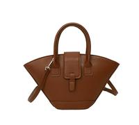 TIEZHICHESHI Sac à main en cuir de grande capacité en forme d'éventail pour femme, marron