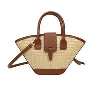 TIEZHICHESHI Sac à main en cuir de grande capacité en forme d'éventail pour femme, Marron tissé