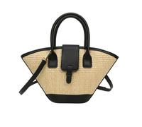 TIEZHICHESHI Sac à main en cuir de grande capacité en forme d'éventail pour femme, Tissé noir