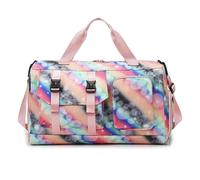 TIEZHICHESHI Sac de voyage à main imprimé tendance avec grande capacité et barre d'attelage., rose