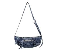 TIEZHICHESHI Sac fourre-tout en denim de grande capacité simple et décontracté à une épaule diagonale, Bleu rétro.