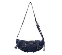 TIEZHICHESHI Sac fourre-tout en denim de grande capacité simple et décontracté à une épaule diagonale, noir foncé