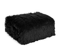 Tifany/1 couverture imitation fourrure moelleuse pour les genoux - Plaid moelleux et chaud - Aspect fourrure - Pour canapé - Noir - 170 x 210 cm