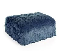 Tifany/1 couverture imitation fourrure moelleuse pour les genoux - Plaid moelleux et chaud - Aspect fourrure - Pour canapé - Bleu - 70 x 160 cm