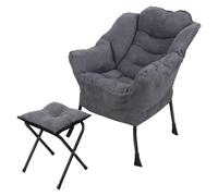 Tifemap Fauteuil Salon avec Accoudoirs et Poches Latérales, Fauteuil avec Repose Pied, Fauteuils Relax de Lecture en Tissu Doux pour Le Salon, la Chambre à Coucher, Le Bureau (Gris)