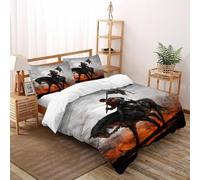 TIFFAN Chevalier à Cheval Literie en Animal Animal de Dessin animé 3D Imprimé Microfibre avec Taies d'oreiller Hommes Double（200x200cm）