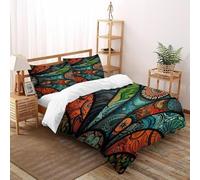 TIFFAN Colorful Mandala Literie en Géométrique Abstrait 3D Microfibre avec Fermetures Éclair pour Adultes King(220x240cm)