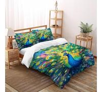 TIFFAN déploiement du Paon Literie Set Animal Animal de Dessin animé 3D Imprimé Microfibre avec Taies d'oreiller pour Adultes King（220x240cm）