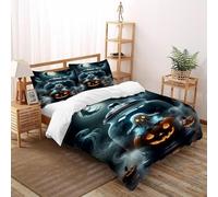 TIFFAN Jarre Citrouille fantôme Housse De Couette Jarre Citrouille fantôme 3D Microfibre avec Taies d'oreiller Adolescent Super King（260x220cm）