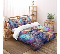 TIFFAN Lapin de fée Parure De Lit Animal Animal de Dessin animé 3D Microfibre avec Taies d'oreiller Hommes Super King（260x220cm）