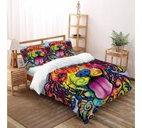 TIFFAN Le Chien C'est l'amour Literie en Animal Animal de Dessin animé 3D Imprimé Microfibre avec Fermetures Éclair pour Adultes Double（200x200cm）