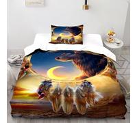 TIFFAN Porte-songe à Loup Housse De Couette Animal Animal de Dessin animé 3D Microfibre avec Fermetures Éclair Garçon Single（135x200cm）
