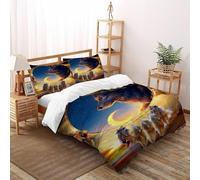 TIFFAN Porte-songe à Loup Housse De Couette Animal Animal de Dessin animé 3D Microfibre avec Taies d'oreiller Hommes Double（200x200cm）