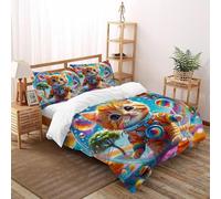 TIFFAN Rainbow Chaton à Bulles Parure De Lit Animal Animal de Dessin animé 3D Imprimé Microfibre avec Taies d'oreiller Garçon Double(200x200cm)