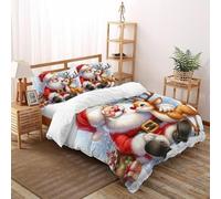 TIFFAN Rudolph de Père Noël Literie Set Noël 3D Imprimé Microfibre avec Fermetures Éclair Garçon Super King(260x220cm)