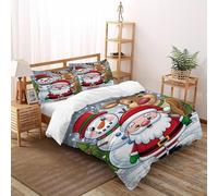 TIFFAN Snowy Noël Trio Literie en Noël 3D Microfibre avec Taies d'oreiller Hommes Double(200x200cm)