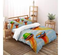 TIFFAN Trio d'autruches Literie Set Animaux Dessin animé 3D Imprimé Microfibre avec Taies d'oreiller pour Adultes Double(200x200cm)