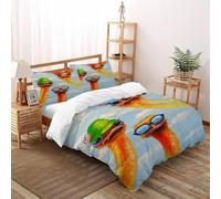 TIFFAN Trio d'autruches Literie Set Animaux Dessin animé 3D Microfibre avec Taies d'oreiller Hommes King(220x240cm)