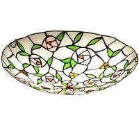 Tiffany chambre Plafonniers LED, salon Lampe de Plafond en vitrail vintage encastré, éclairage de plafond décoration abat-jour rond couloir E27 lampe de cuisine salle de bain salle à manger (30CM)