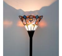 Tiffany Lampe de sol en verre teinté Torchiere Style Tiffany Lampe d'angle debout 61 pouces Lampe de lecture au sol en pôle antique à la main (Ampoule incluse)