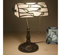 Tiffany Lampe de table banquiers en verre teinté avec perles de cristal rustique victorien Lampe de chevet élégante pour chambre à coucher et salon Décor Style 4