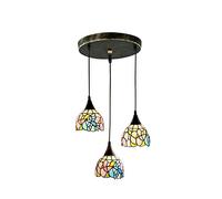 Tiffany Lampe Suspendue Vitrail Abat-Jour Lustre 3 Lumières Réglable Suspension Luminaire Décor Jeu Salon Salle À Manger Cuisine Cadeau-D 3 Lumières Commémoration Vision du Jour
