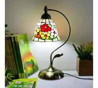 Tiffany Style Lampe De Table Col De Cygne Vintage Floral Vitrail Lampe De Chevet Antique Enfants Lampe De Lecture pour Chambre Salon, B