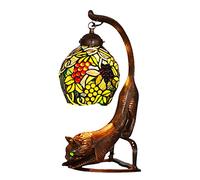 Tiffany Style Lampe de Table Creative Chat Queue Pendentif Lumière Vitrail Veilleuse Lampe De Chevet pour Salon Chambre Animal Décoration,A Needed