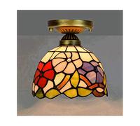 Tiffany Style Plafonnier 8 Pouces Abat jour en Vitrail Semi-Encastré Éclairage Luminaires E27 Edison Lampe Douille Pour Café Bar Restaurent Entrée Couloir Chambre Allée,G