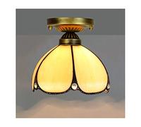 Tiffany Style Plafonnier 8 Pouces Abat jour en Vitrail Semi-Encastré Éclairage Luminaires E27 Edison Lampe Douille Pour Café Bar Restaurent Entrée Couloir Chambre Allée,M