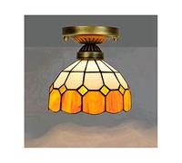 Tiffany Style Plafonnier 8 Pouces Abat jour en Vitrail Semi-Encastré Éclairage Luminaires E27 Edison Lampe Douille Pour Café Bar Restaurent Entrée Couloir Chambre Allée,I